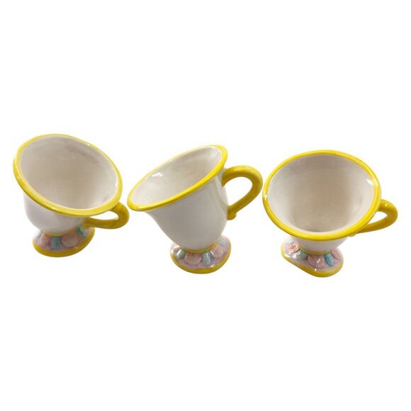 Vintage Disney BEAUTY & THE BEAST Toy China Tea Cup Set of 3 Mrs. Potts - Picture 4 of 11